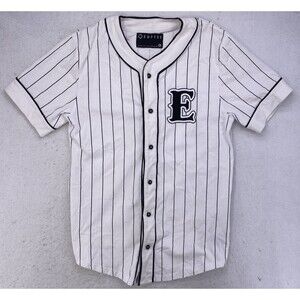 Empyre Baseball Jersey Mens Medium White Black Pinstripe Button Up Skater Street